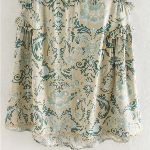 Boho Floral Gypsy Print Tank Ruffle Mini Dress - Picture 6 of 7